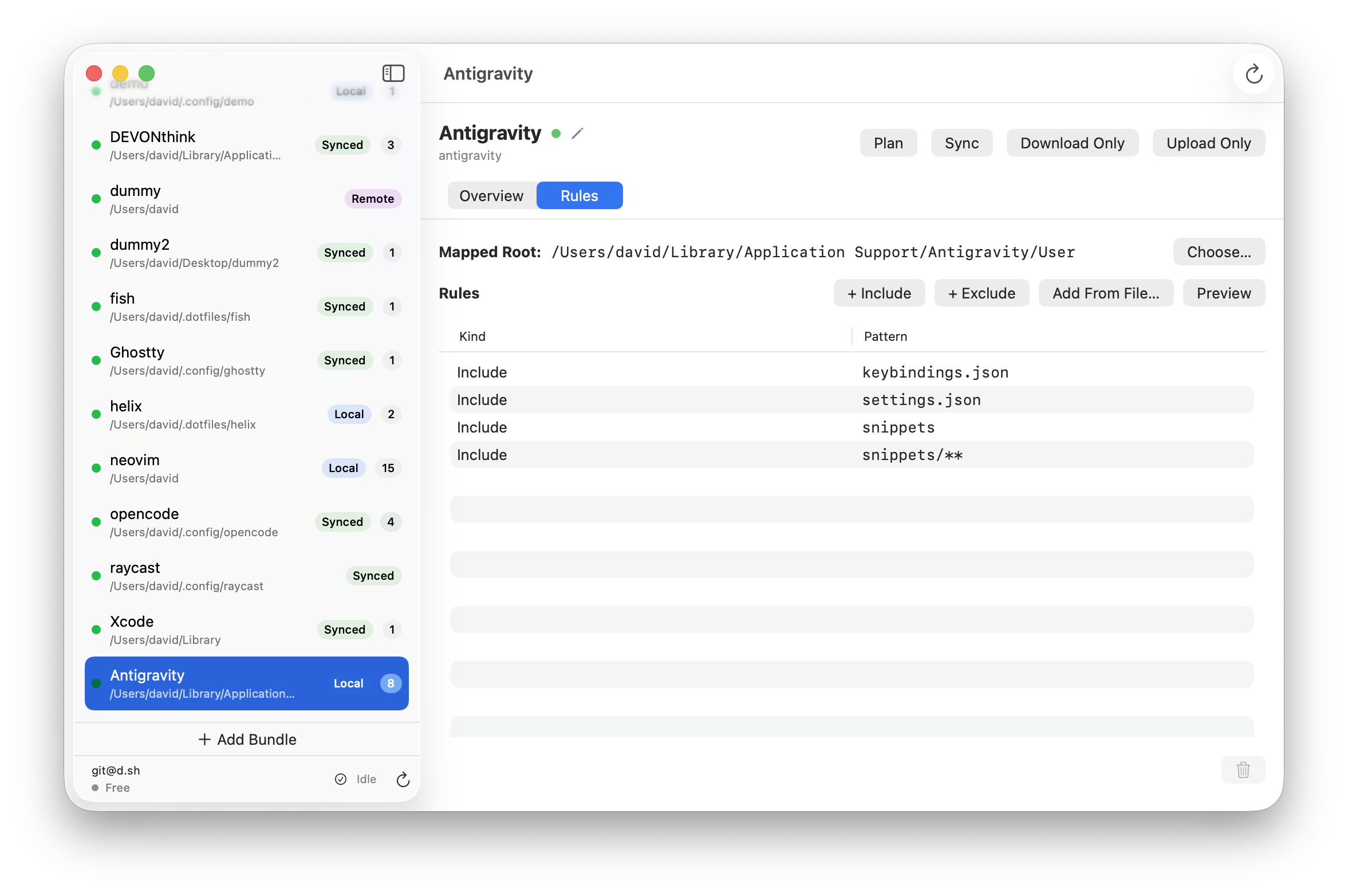 Antigravity bundle with rules visible