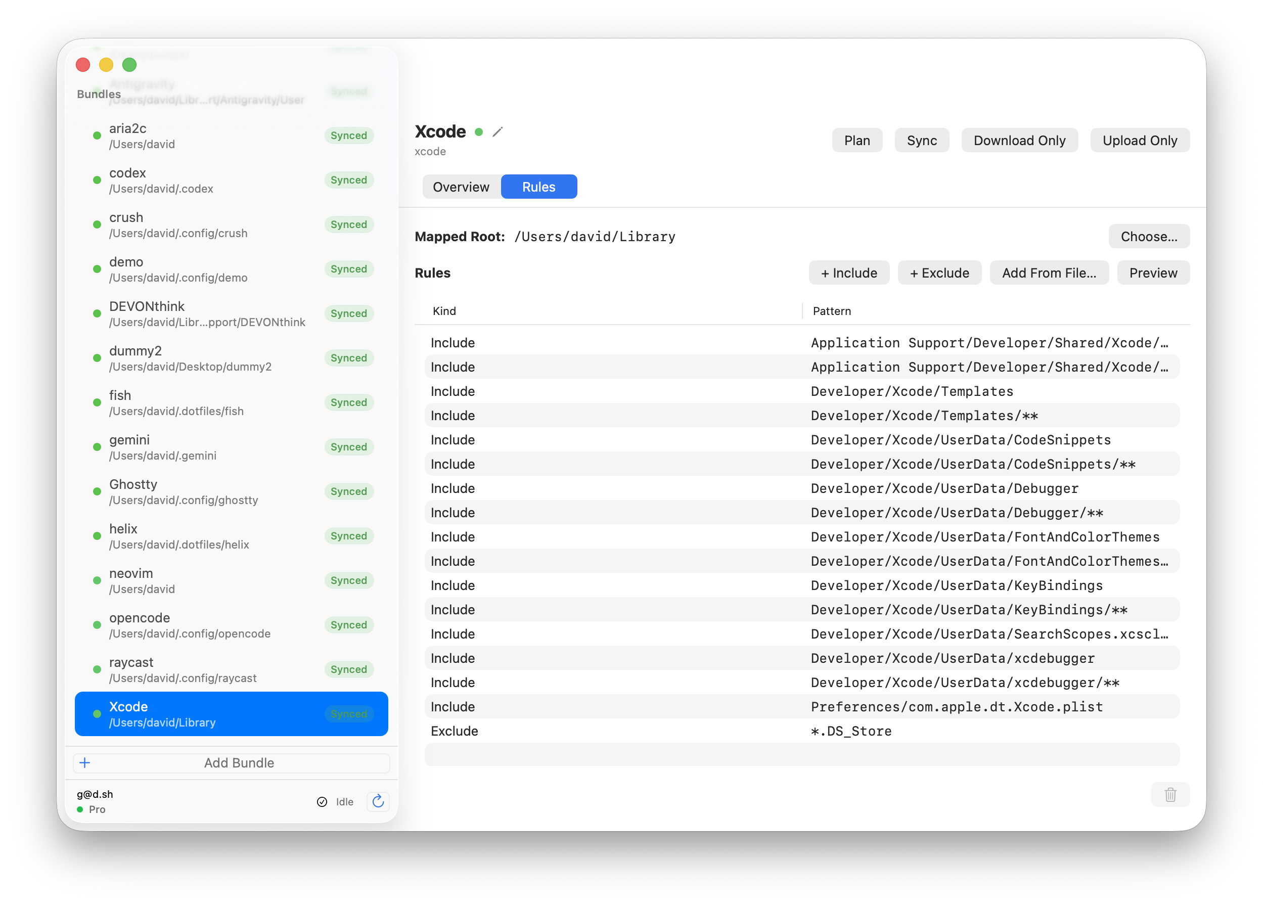 Xcode bundle with rules visible